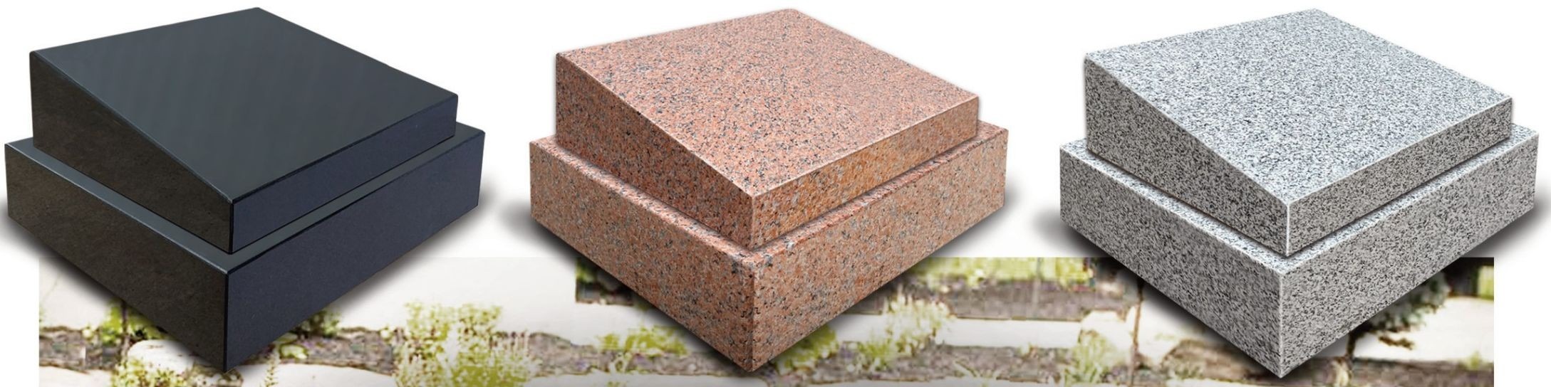 Doric Memorial Urn Vaults in black, red, and gray granite finishes