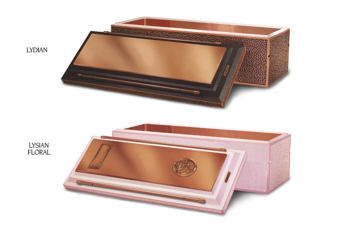 Doric Lydian burial vault in copper and Lydian Floral finishes