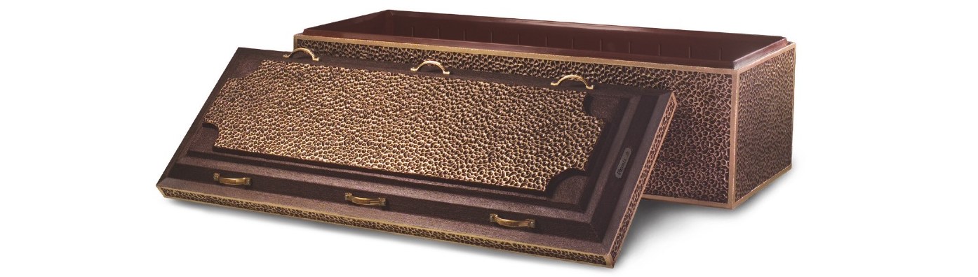 Doric Phoenix burial vault with copper-toned textured exterior