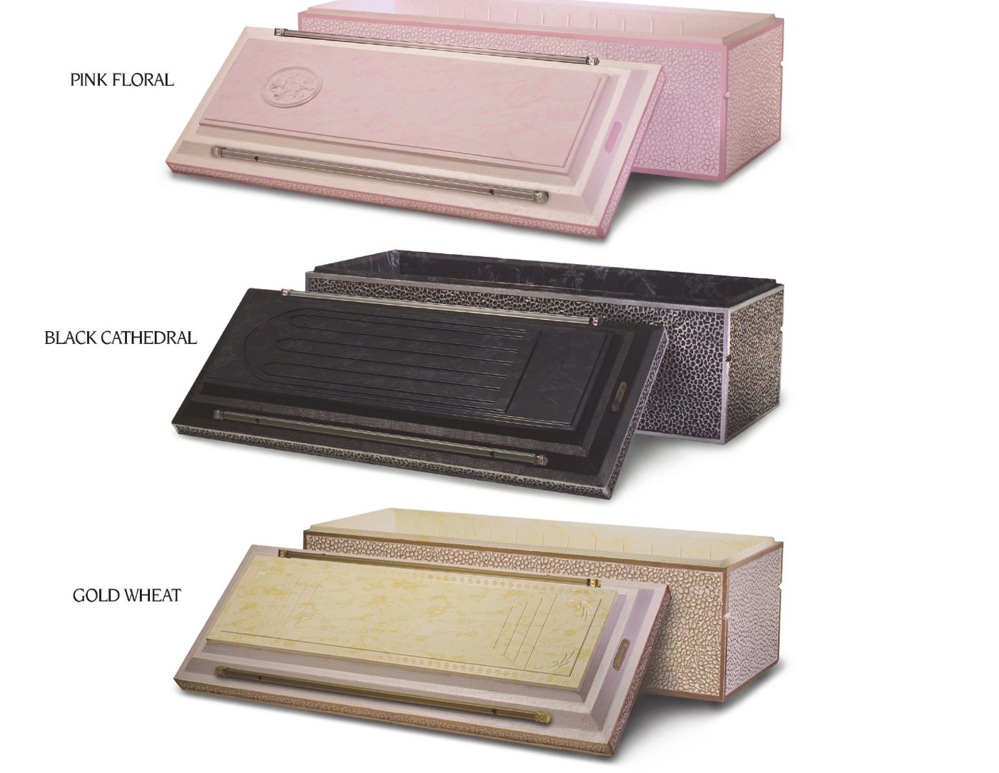 Doric Patrician burial vault in Pink Floral, Black Cathedral, and Gold Wheat finishes